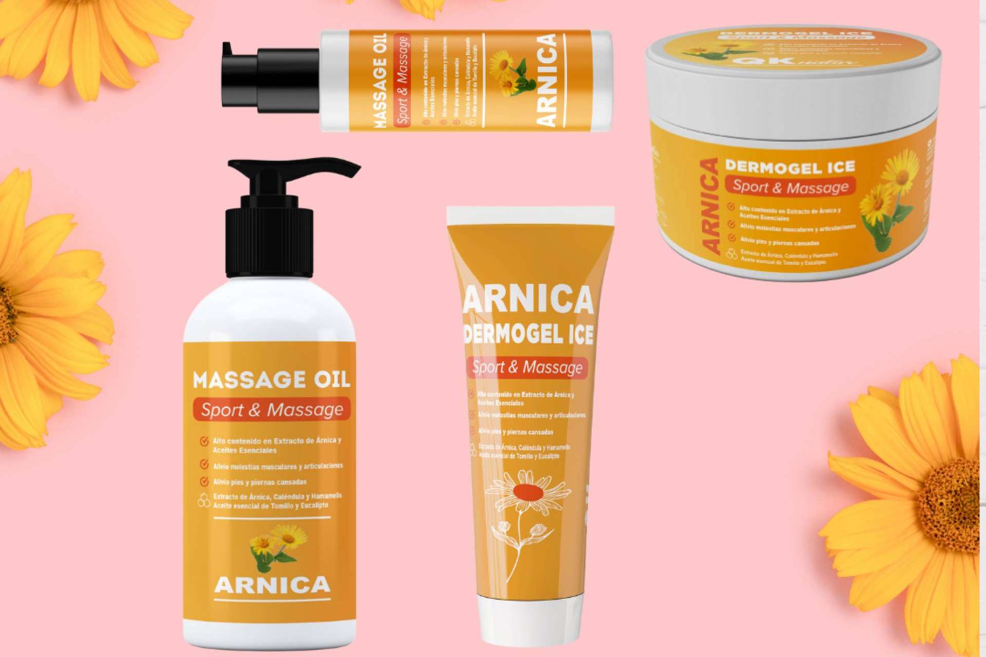 Crema y aceite masaje árnica, con QKnatur